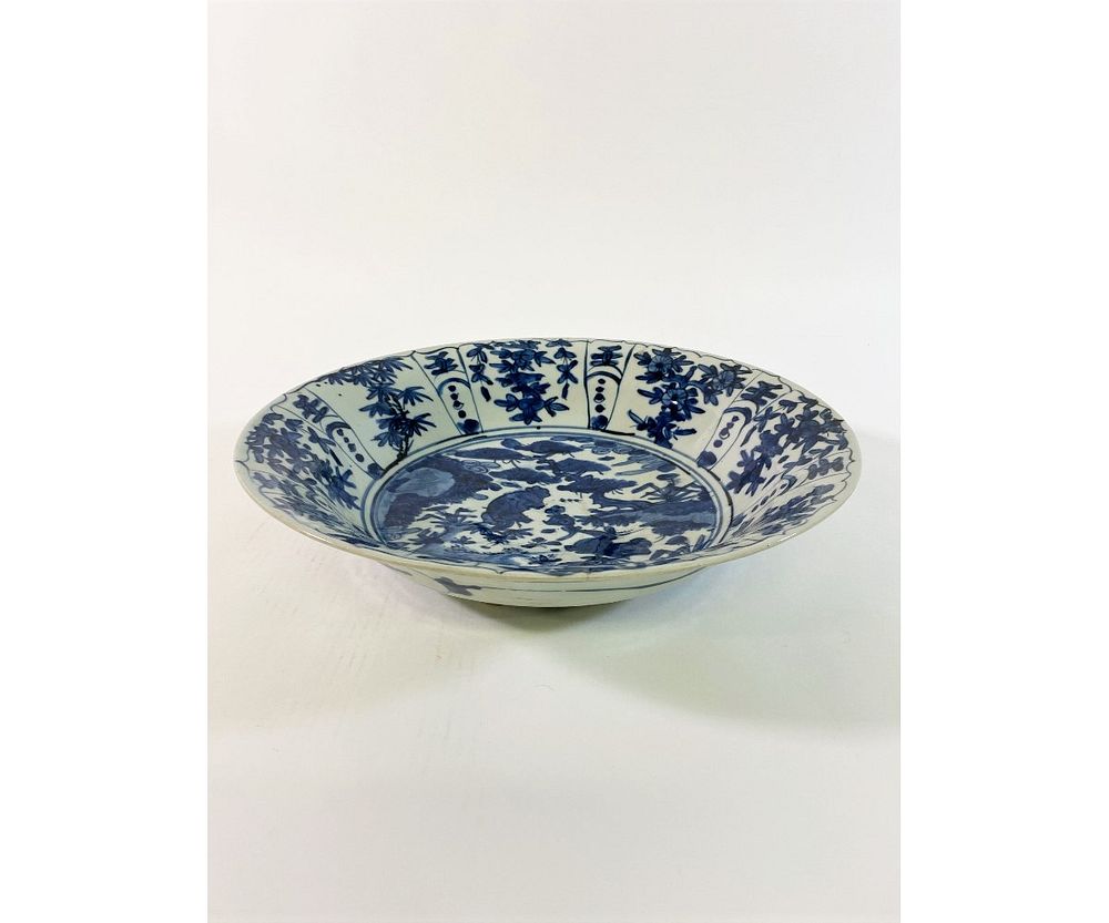 Appraisal: Chinese Blue and White Bowl Chinese blue and white deep