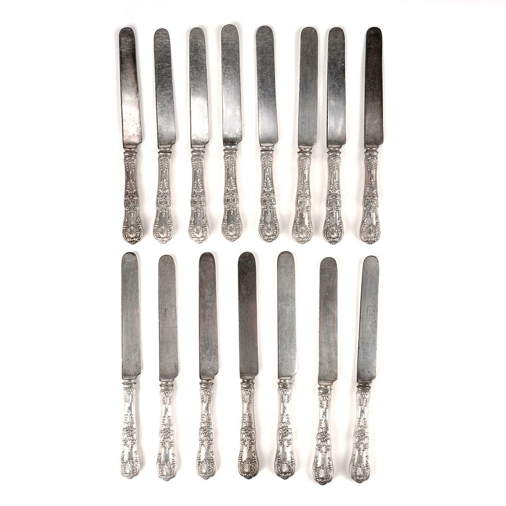 Appraisal: Grp Tiffany And Co Sterling Stainless Knives Tiffany and Co