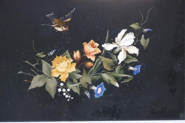 Appraisal: LATE TH CENTURY PIETRA DURA TABLE TOP WITH BIRDAND FLORAL