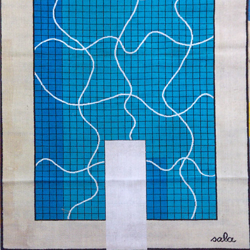 Appraisal: SALA Area rug with swimming pool design Signed x