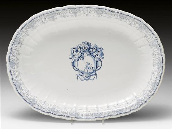 Appraisal: OVAL BASIN WITH THE MOUSTIER COAT OF ARMS CLERISSY TH