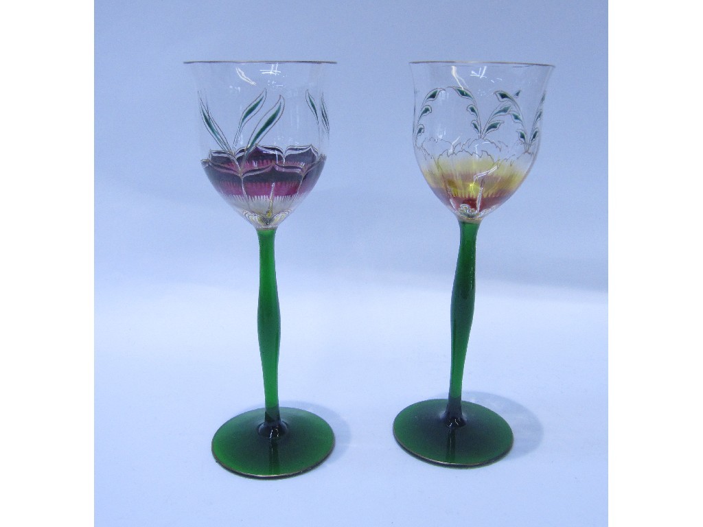 Appraisal: Two Theresienthal Art Nouveau hock glasses