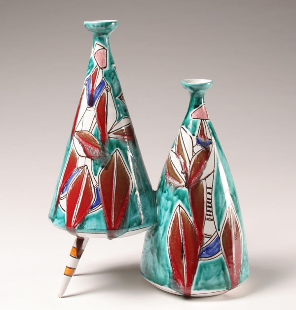 Appraisal: CSB Modern Italian art pottery vases joined at different heights