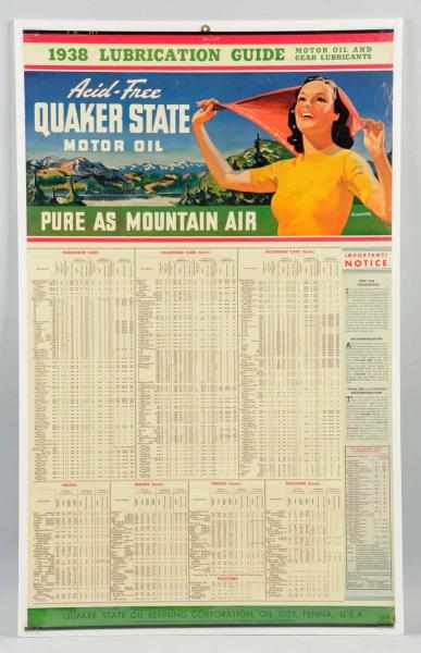 Appraisal: Paper Quaker State Lubrication Guide Poster Nice bright colors and