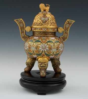 Appraisal: A Chinese Cloisonne Enameled Censer th Century Of bulbous shape