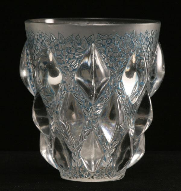 Appraisal: Rene Lalique Rampillon art glass vase with diamonds molded in