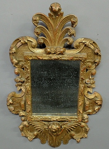 Appraisal: - Finely carved gilt Italian mirror th c with acanthus