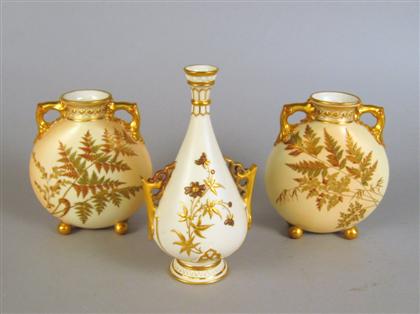 Appraisal: Pair of Royal Worcester porcelain vases late th century Each