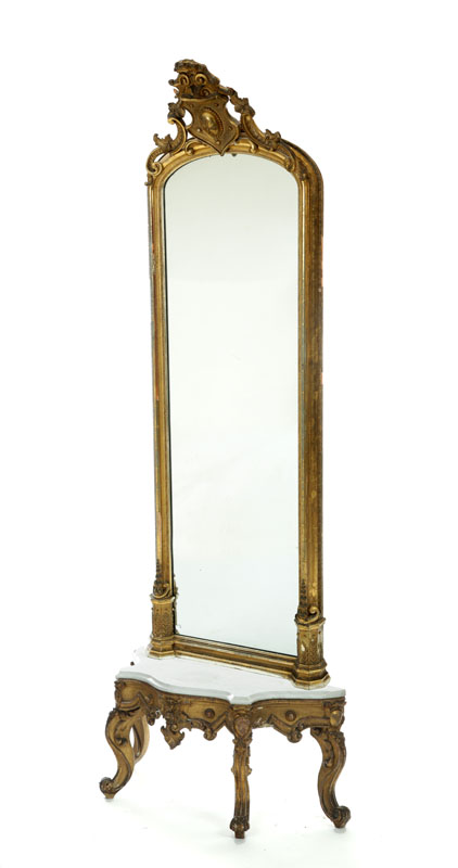 Appraisal: RENAISSANCE REVIVAL PIER MIRROR American late th century pine Two-piece