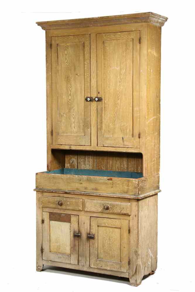 Appraisal: DRY SINK - th c two-part tall pine kitchen work