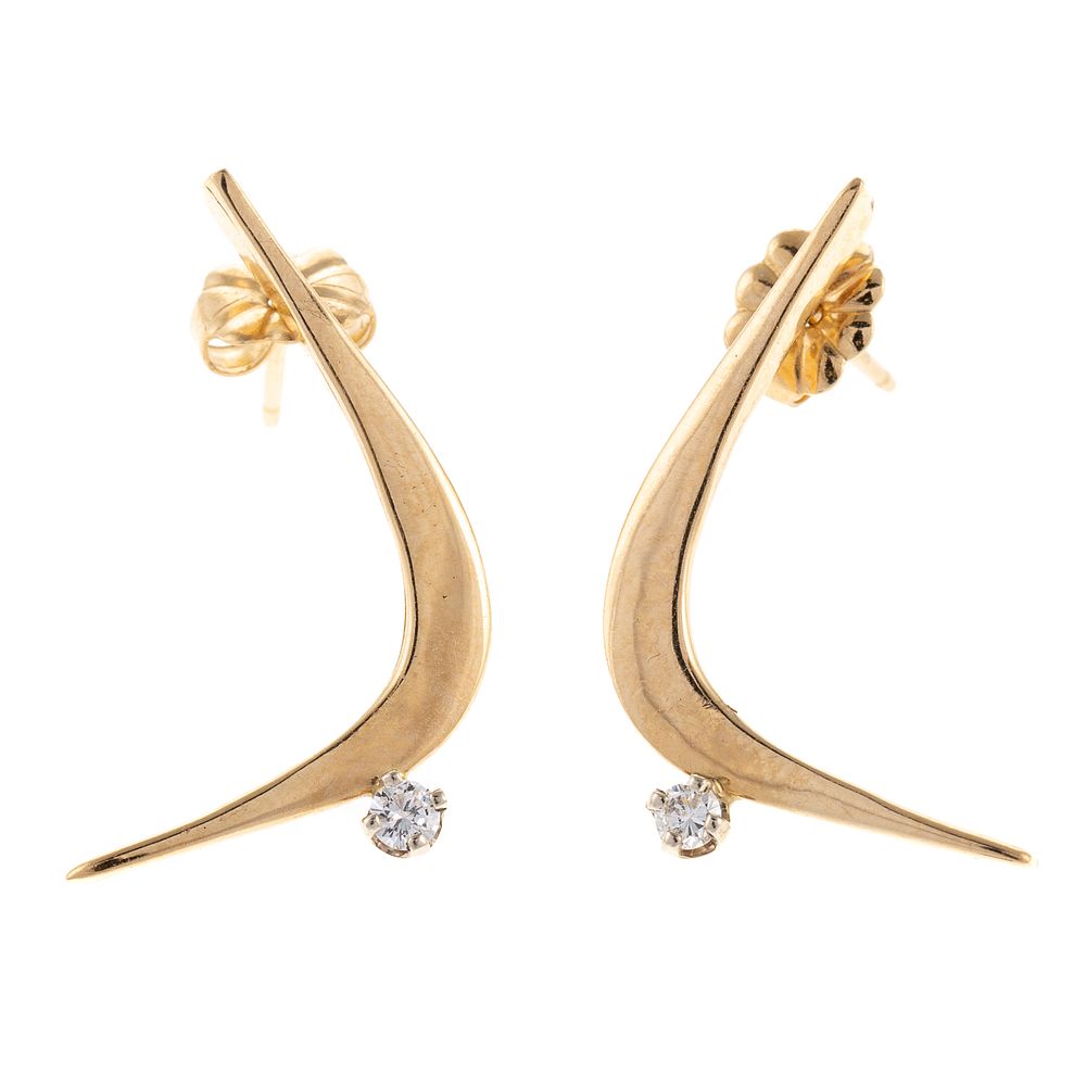 Appraisal: A Pair of K Diamond Earrings by Betty Cooke K