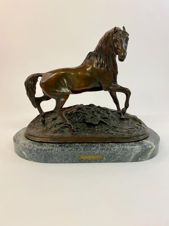 Appraisal: After J P Mene France - sculptured bronze horse mounted