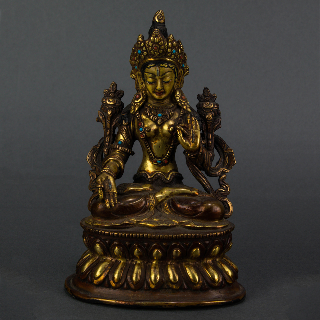 Appraisal: HIMALAYAN GILT BRONZE FIGURE OF WHITE TARA Himalayan gilt bronze