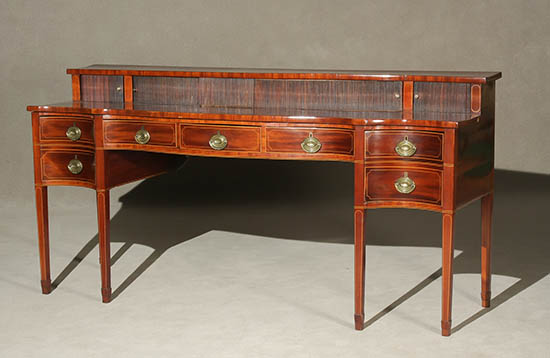 Appraisal: Scottish George III Satinwood Inlaid Mahogany Serpentine Sideboard Mid- th