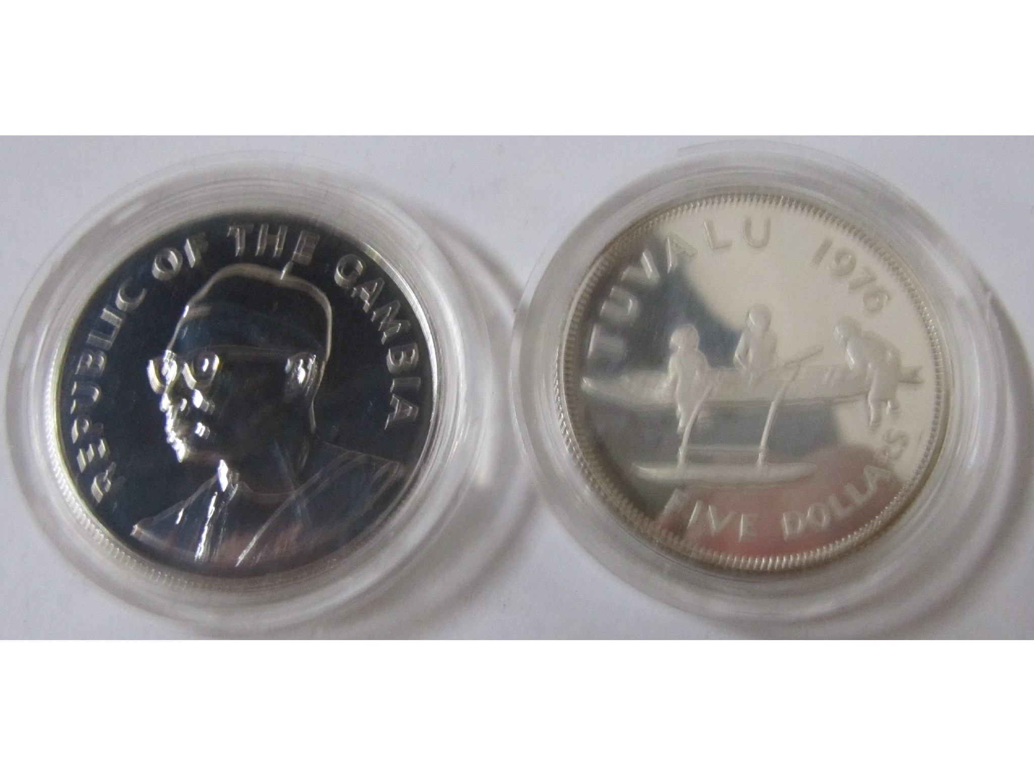 Appraisal: Tuvalu Elizabeth II silver proof five dollars The Gambia silver