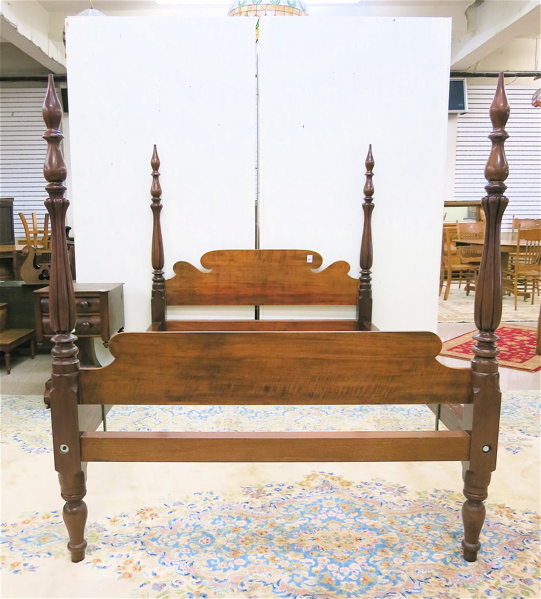 Appraisal: A MAHOGANY FOUR-POSTER BED WITH RAILS American th century the