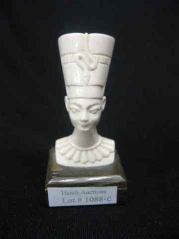 Appraisal: Egyptian Carved Ivory Bust of Nefertiti '' plus horn base