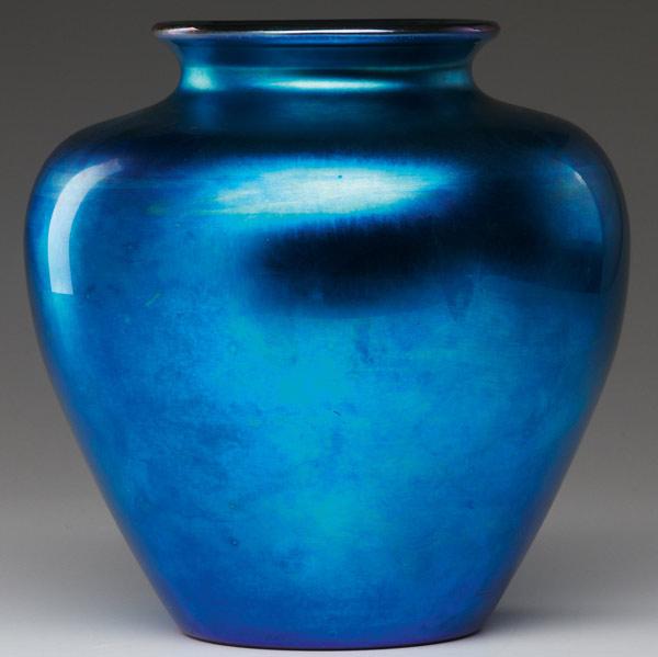 Appraisal: STEUBEN Blue Aurene vase Etched STEUBEN x