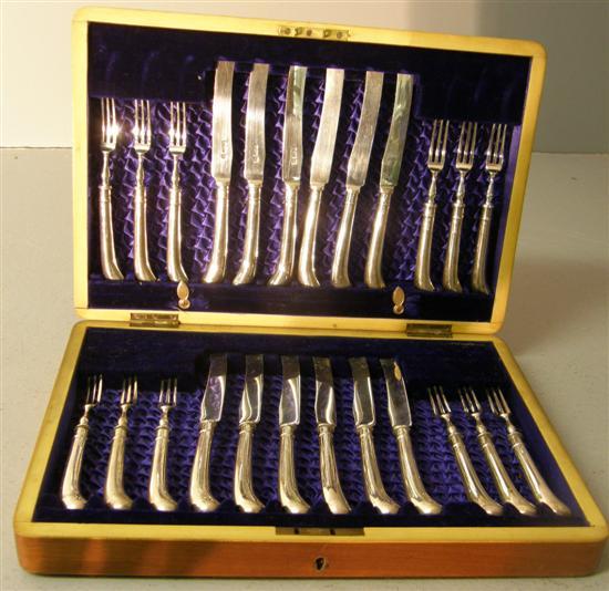 Appraisal: Edward VII twelve place silver knife and fork dessert service