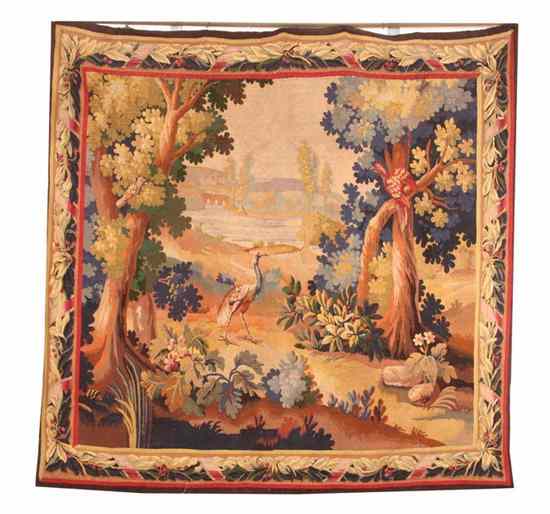 Appraisal: CONTINENTAL TAPESTRY PANEL th century Depicting exotic birds in a