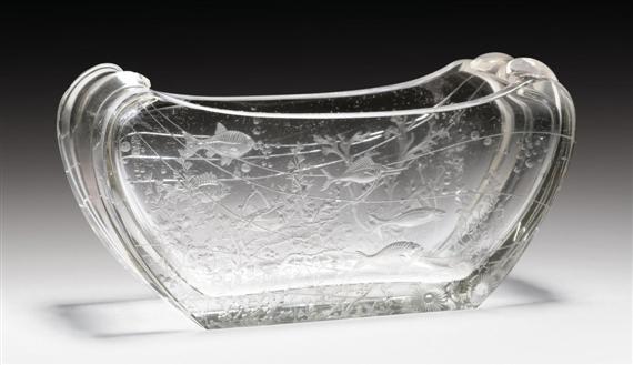 Appraisal: ESCALIER DE CRISTAL attributed to BOWL circa Mould-etched clear glass