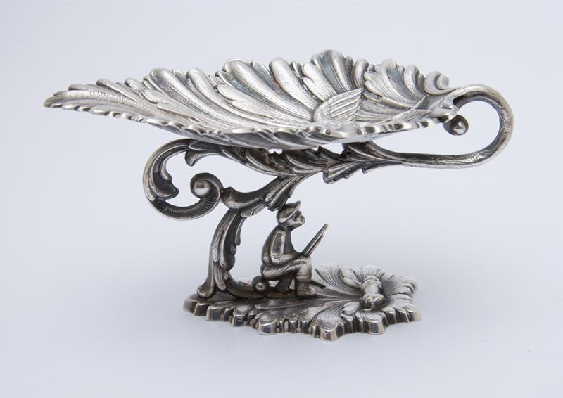 Appraisal: FRENCH SILVER-PLATED SALT Modeled in relief with a game bird