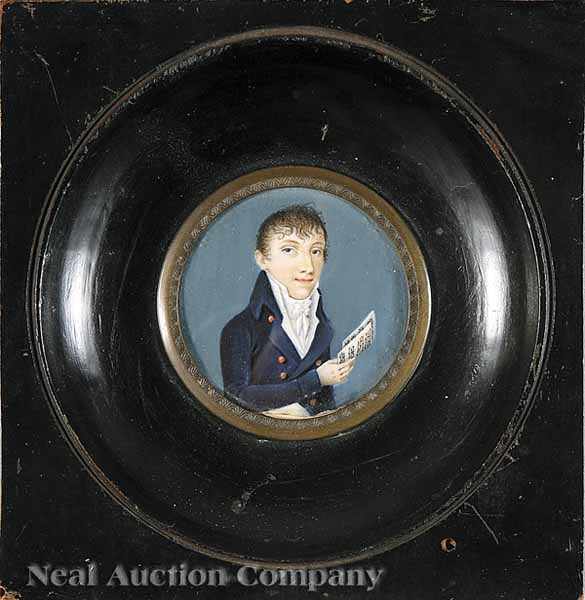 Appraisal: American School early th c Portrait of a Musician miniature