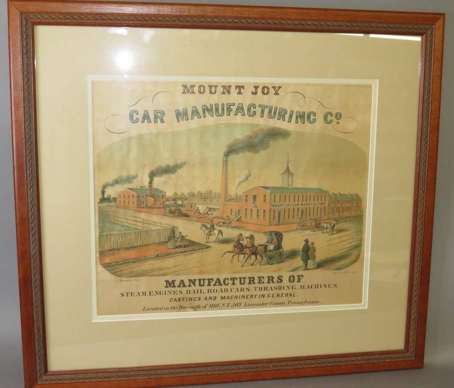 Appraisal: LITHOGRAPH JACOB STAUFFERca Mt Joy Car Manufacturing Co Manufacturers of