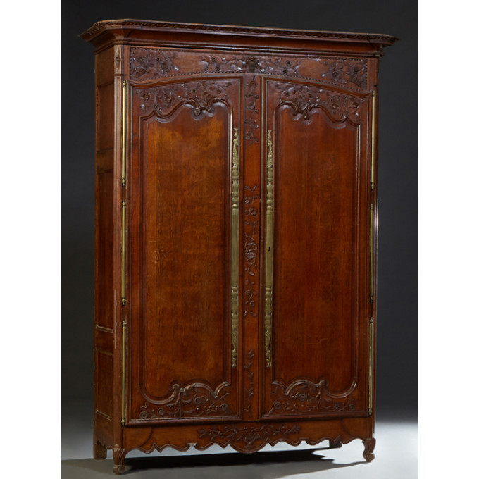 Appraisal: French Provincial Louis XV Style Carved Walnut Armoire early th