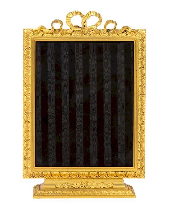 Appraisal: A French Gilt Bronze Pedestal Base Picture Frame Height x