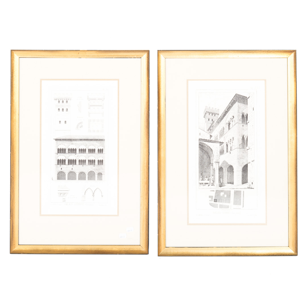 Appraisal: Pair repro French engravings of Palazzo Guinigi th century x