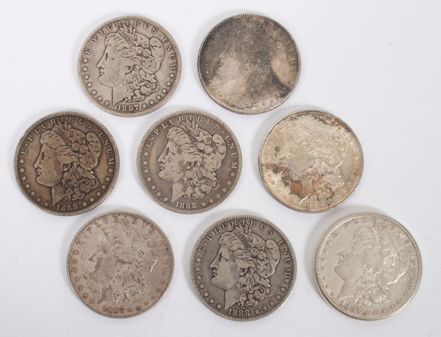 Appraisal: U S Silver Dollars Eight Morgan type - comprising four