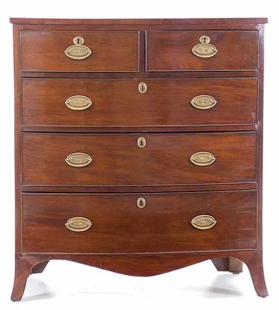 Appraisal: George III mahogany bowfront chest of drawers early th century