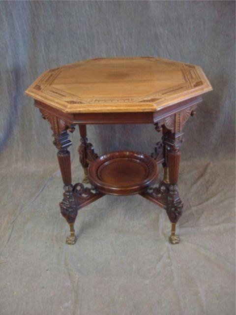 Appraisal: Victorian Octagonal Center Table Faded top with a split Great