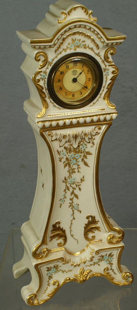 Appraisal: Willets Belleek miniature tall clock with New Haven movement wound