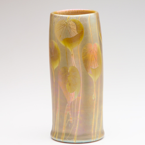 Appraisal: LOETZ Attr Tall vase with heart-shaped leaves in yellow and