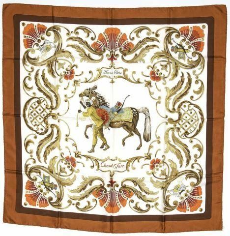 Appraisal: Hermes silk twill scarf Cheval Turc pattern original design by