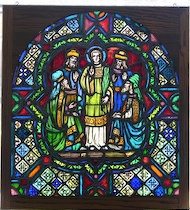 Appraisal: Framed Stained Glass Panel An etched stained glass panels in