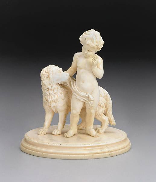 Appraisal: A French carved ivory group late th early th century