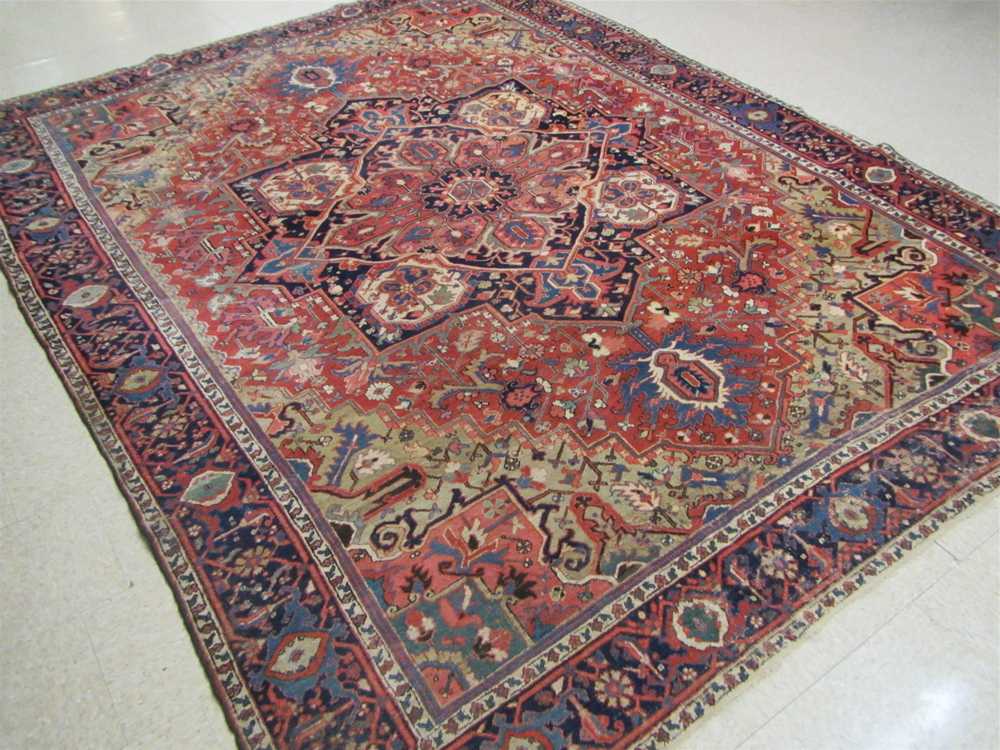 Appraisal: SEMI-ANTIQUE PERSIAN HERIZ CARPET East Azerbaijan province northwest Iran central