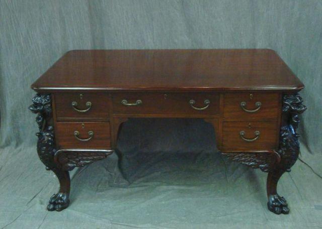 Appraisal: Victorian Carved Mahogany Partners Desk with Griffin Sides From a