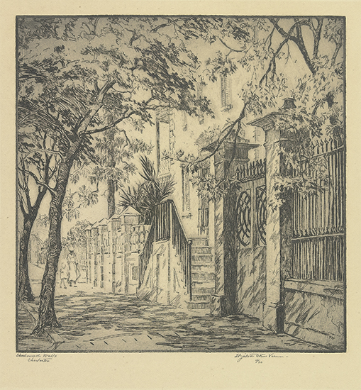 Appraisal: ELIZABETH O'NEILL VERNER Three etchings of Charleston Shadowed Walls Signed