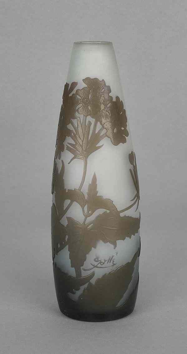 Appraisal: Galle cameo glass vase signed near base h