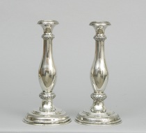 Appraisal: A Pair Of Sterling Silver Candlesticks A graceful pair of