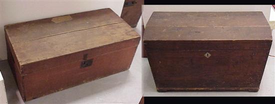 Appraisal: Two pine trunks late th C one red stained finish