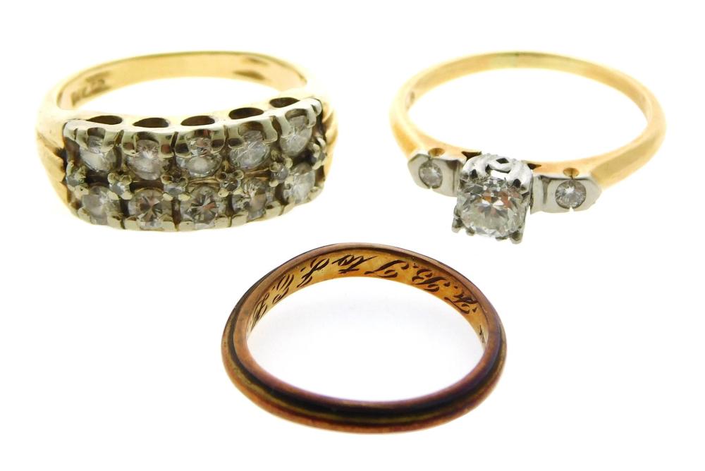 Appraisal: JEWELRY Three Woman's Rings the first stamped and tested K