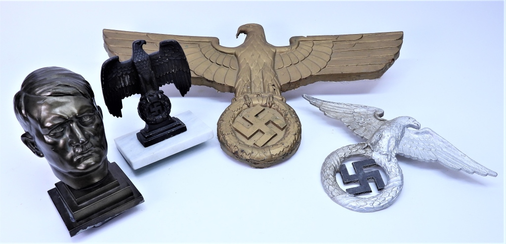 Appraisal: THREE WWII GERMAN EAGLES AND A BUST Germany An SA