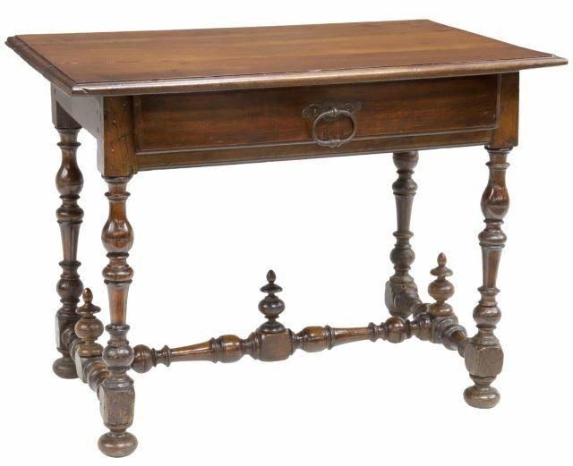 Appraisal: French Provincial Louis XIII style walnut work table early th