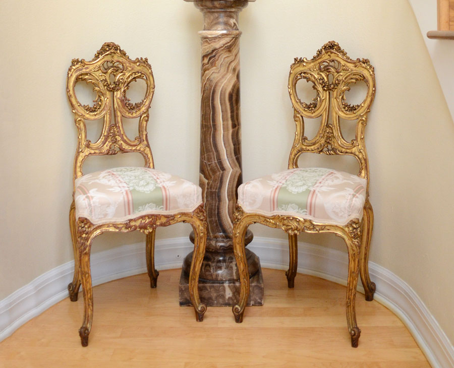 Appraisal: PR TH CENTURY DIENST SIGNED FRENCH CARVED SIDE CHAIRS Carved