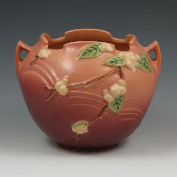 Appraisal: Roseville Snowberry handled rose bowl in pink and mauve Marked